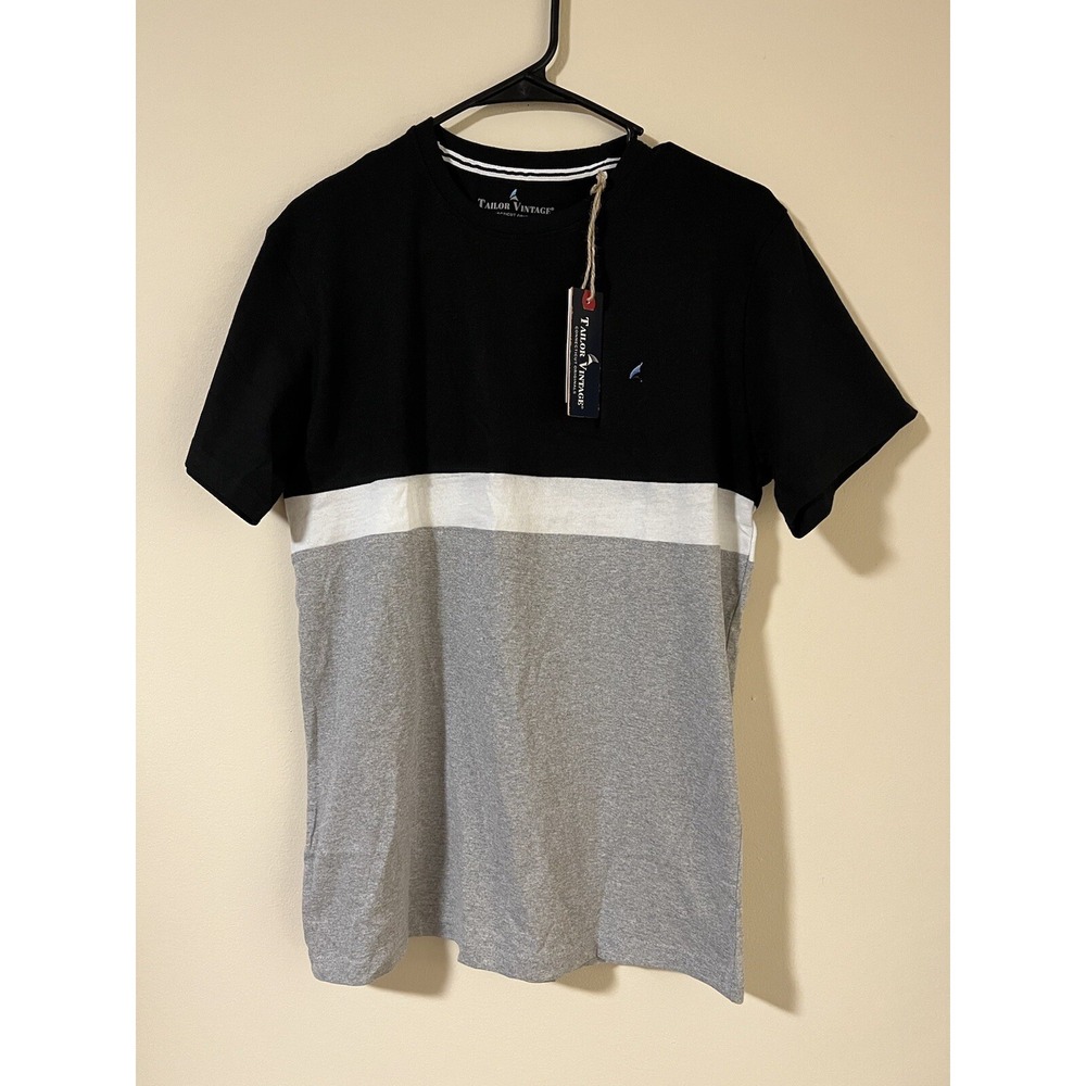 Tailor Vintage Color Block Tee Mens M Black Grey Short-Sleeve TV22CBT4J-BGR